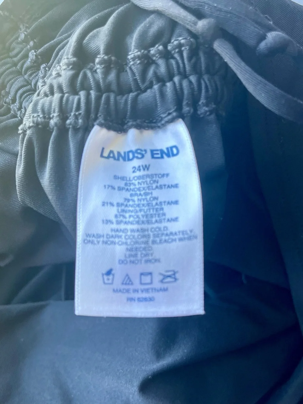 Lands' End Black Tankini Swimsuit Top 24W